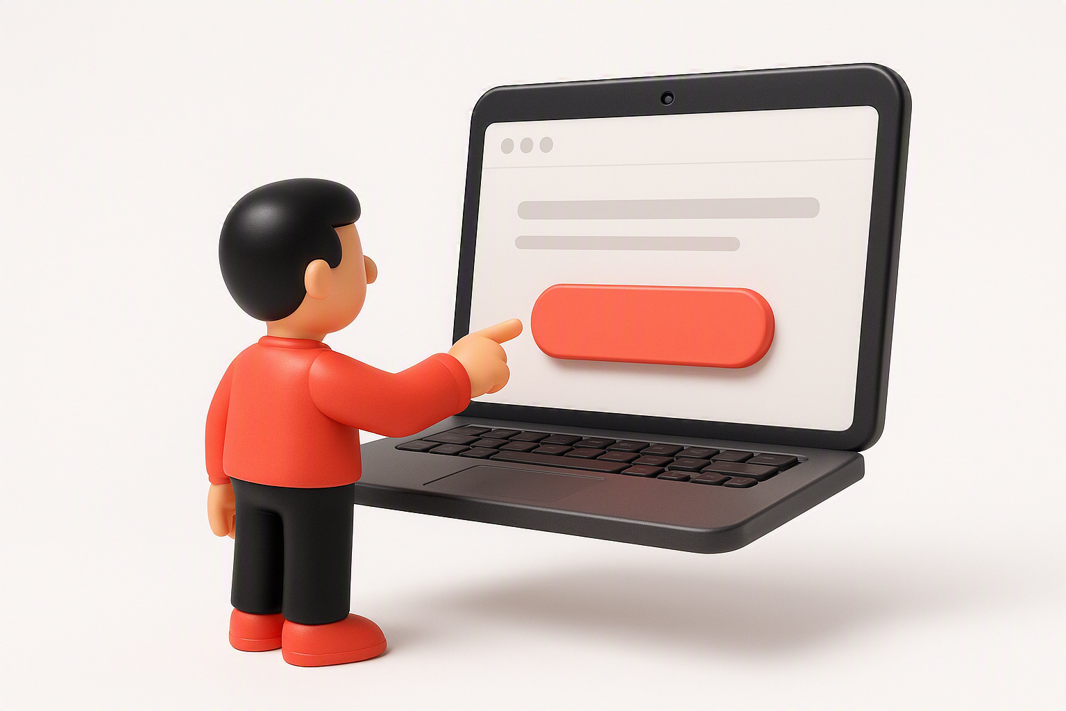 Persona haciendo clic en el botón de una landing page